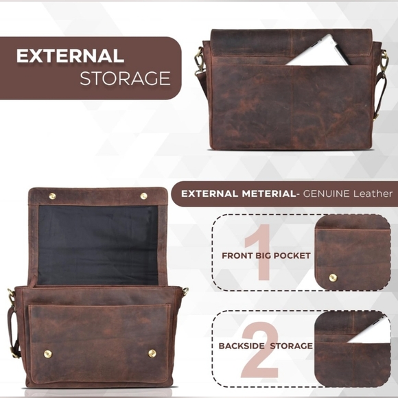 Oak Leathers Messenger Bag in Brown Leather - Picture 3 of 7